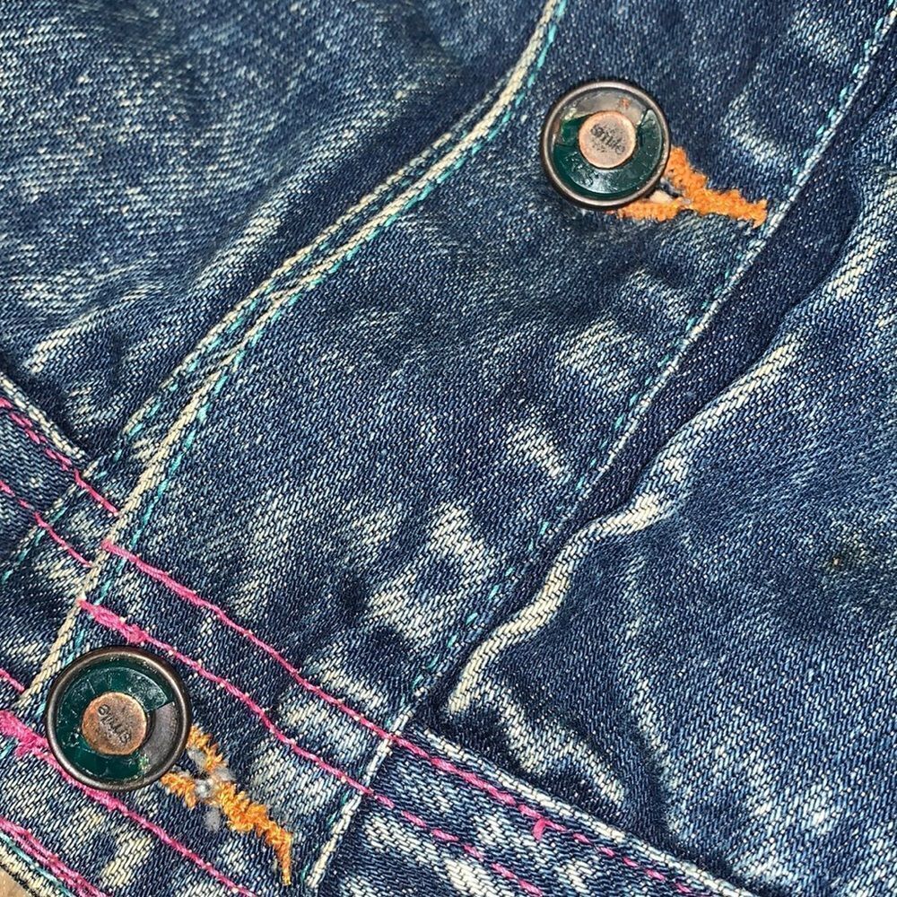 Womens Vintage SMILE‎ Western Indian Denim Jean Jacket - Picture 11 of 12
